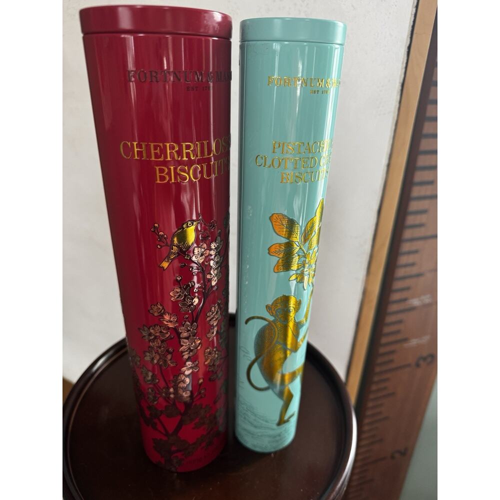FORTNUM & MASON set of 2 Pistachio Clotted Cream, Cherrilossus Tins Collectible
